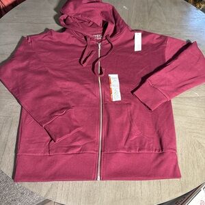 Time and Tru Burgundy Zip-Up Jacket